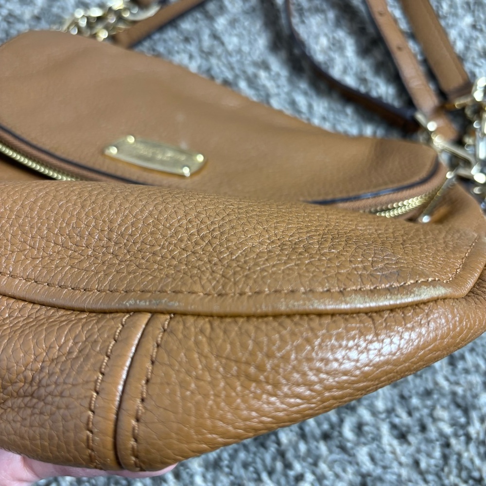 Michael Kors Bedford Brown Pebbled Leather Tassel Zipper Foldover Crossbody Bag - Picture 3 of 16